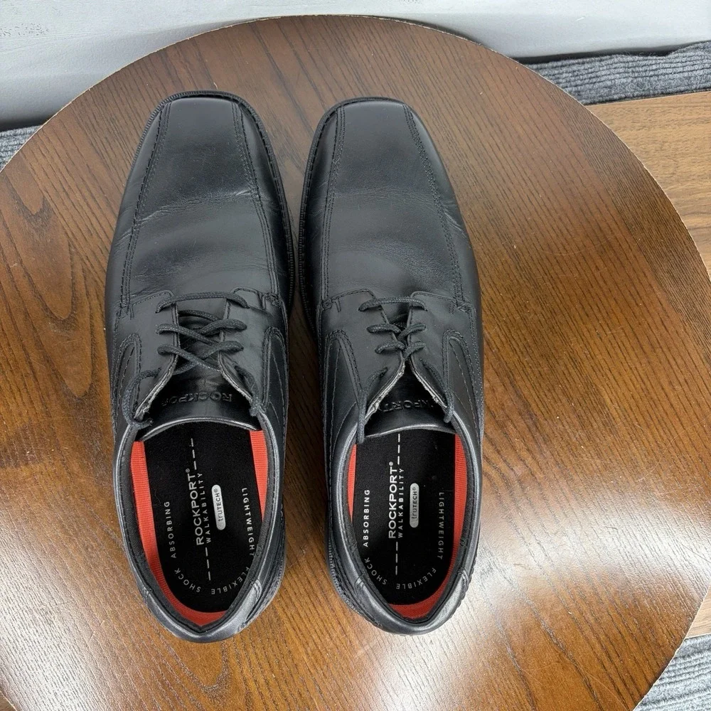 Rockport Shoes Men's 11W Wide Black Leather Oxford Derby Lace Up Casual
